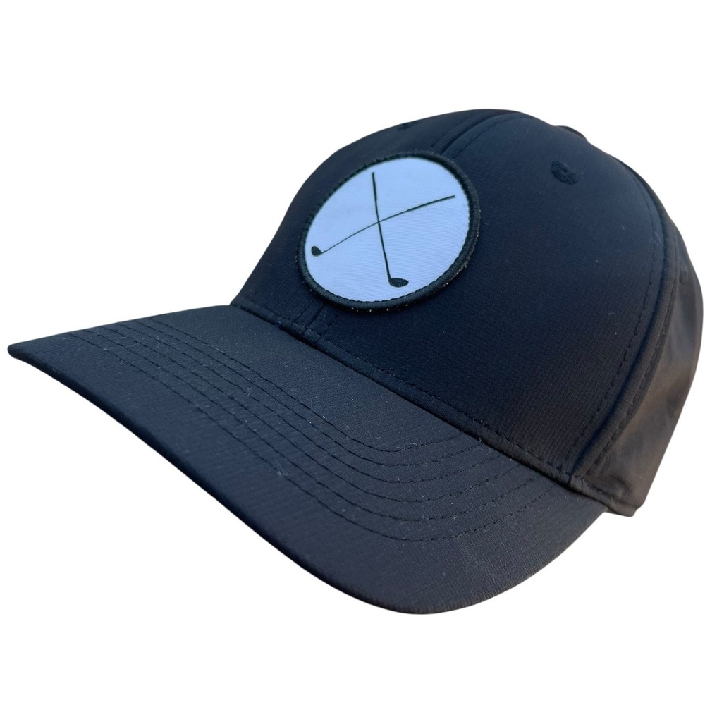 Signatures Black Crossed Golf Clubs Patch Logo Snapback Golf Hat Cap